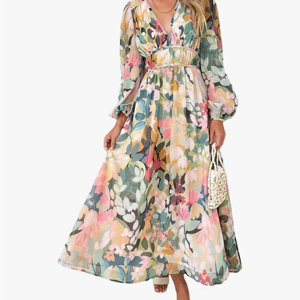 Floral Maxi Dress with Long Sleeves